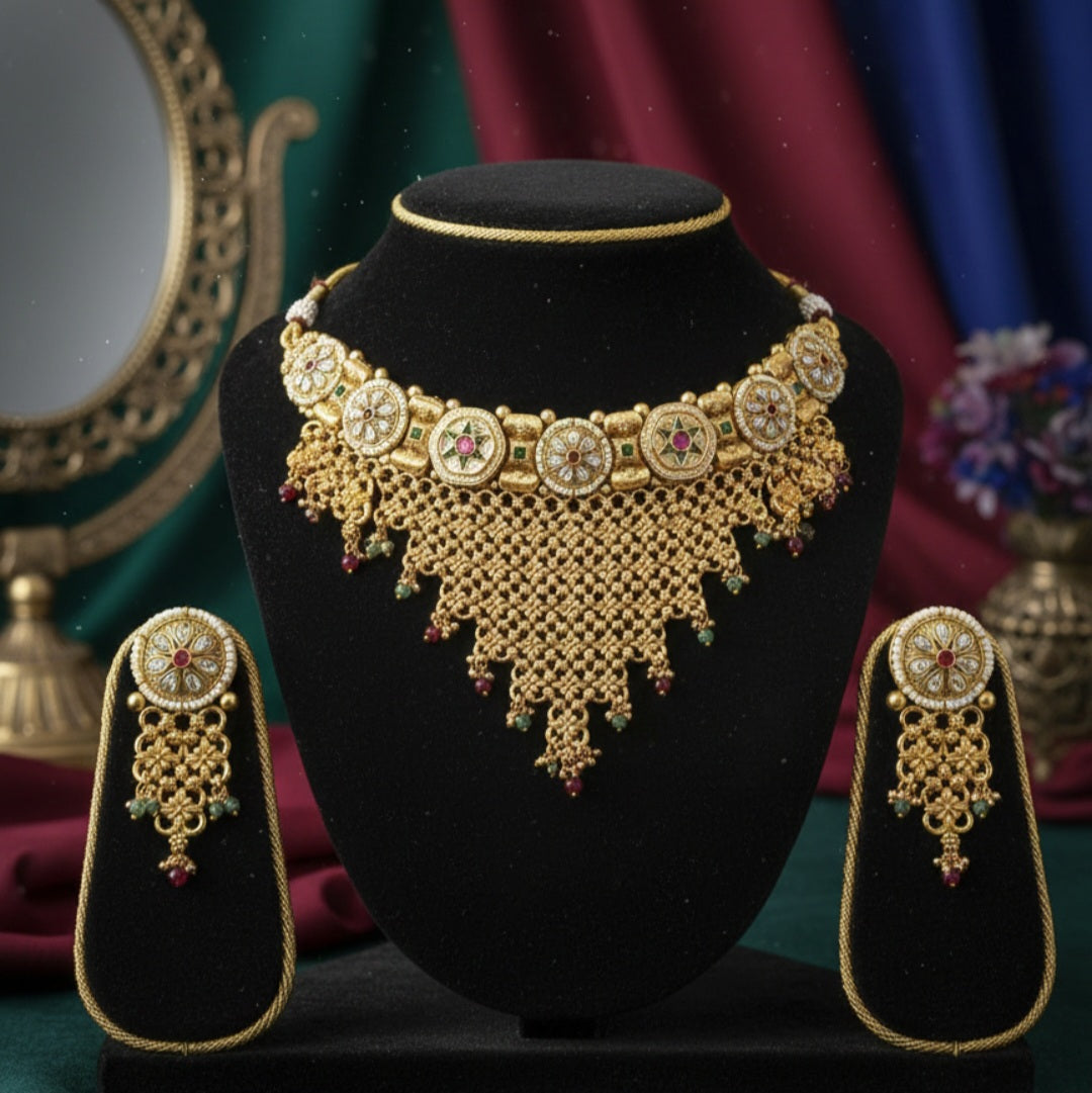 Neck set matt gold finish