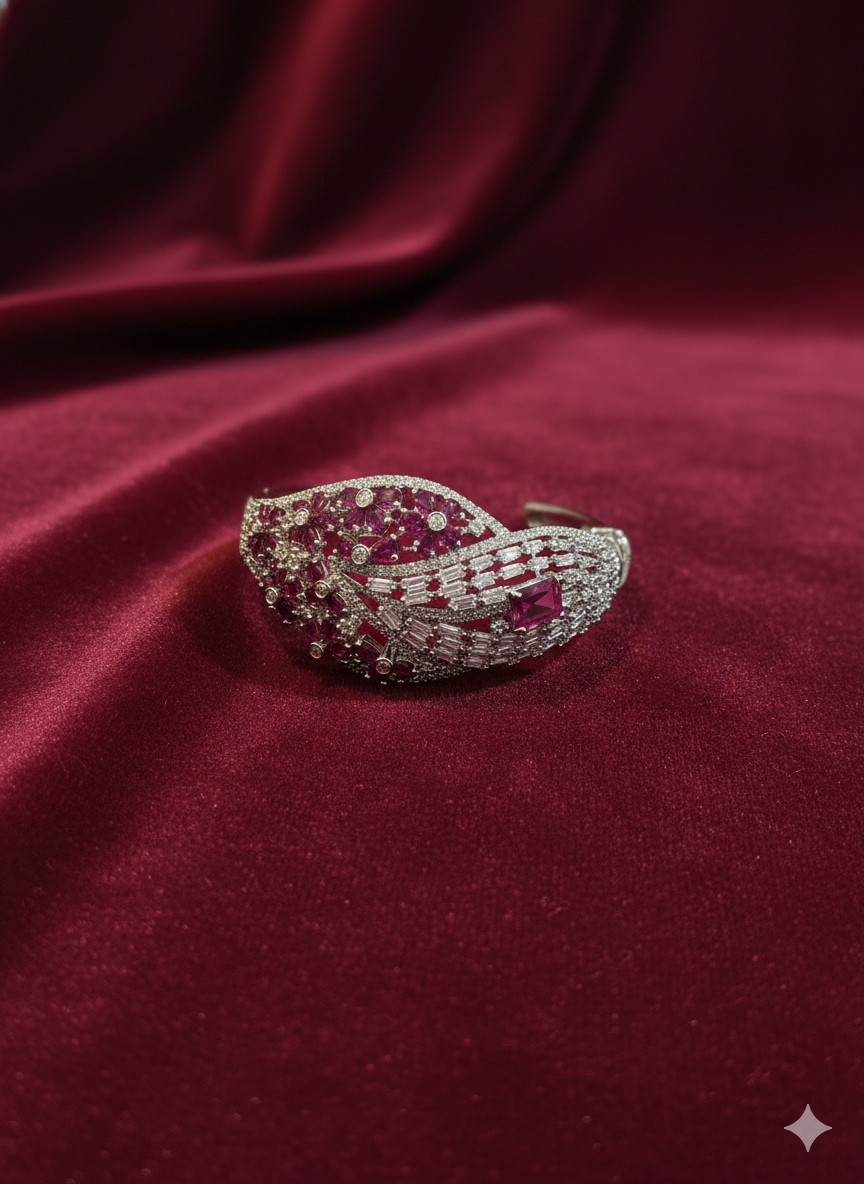 The Ruby & Diamond Radiance Floral Kada