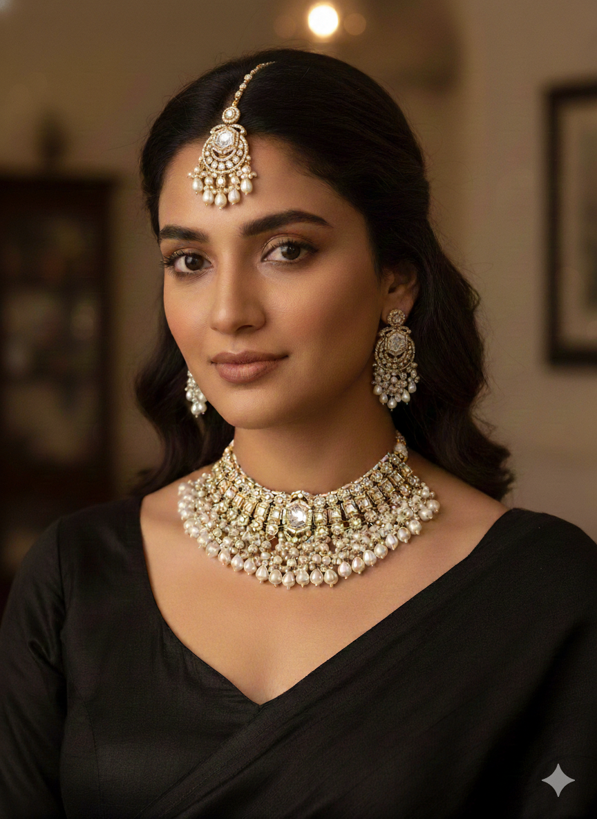 Stone n pearl  neckless iiey