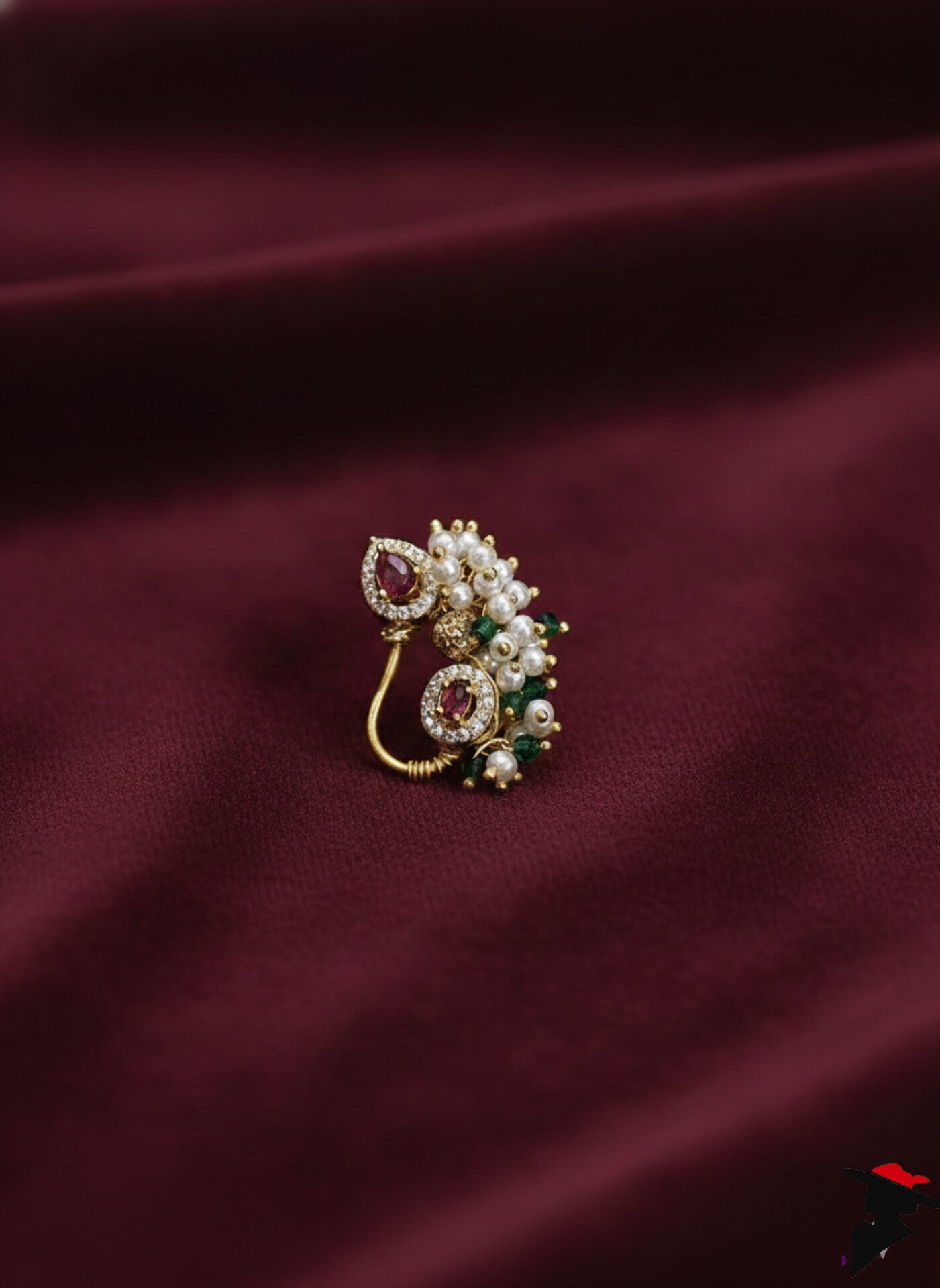 Traditional Maharashtrian Pearl Nath (Press-On Style)(biky)