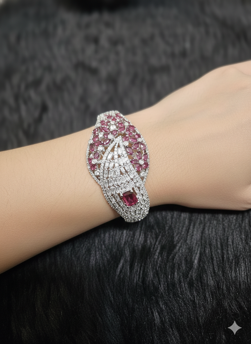 The Ruby & Diamond Radiance Floral Kada